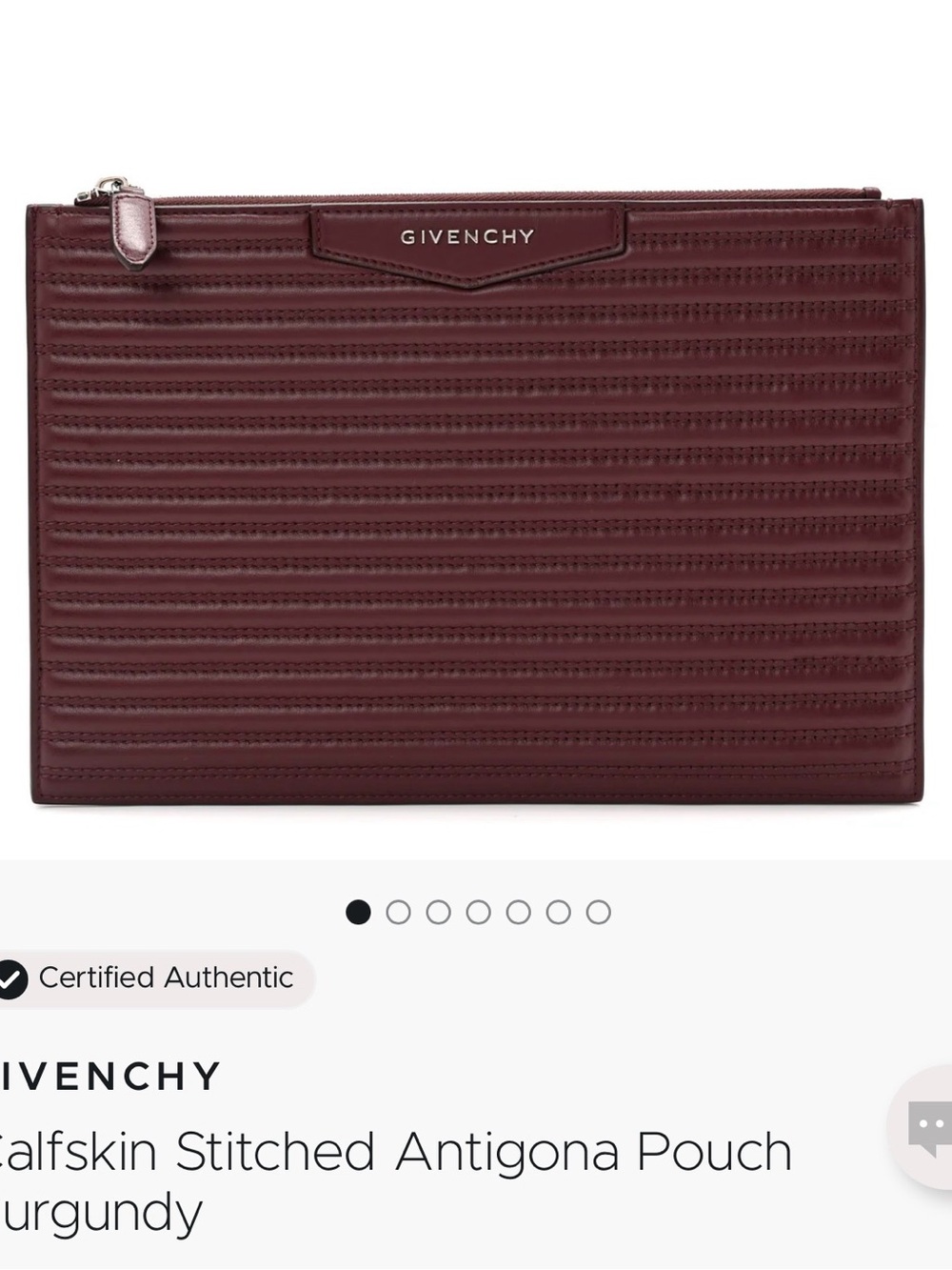 Givenchy calfskin stitched antigona pouch in burgundy
